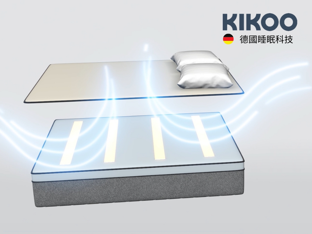 散熱石黑條；tempsmart 5.0；調整舒適睡眠溫度；斯林百蘭；Slumberland；專利技術：KIKOO；德國睡眠科技；德國KIKOO黑科技；床墊散熱持續超過 12 小時